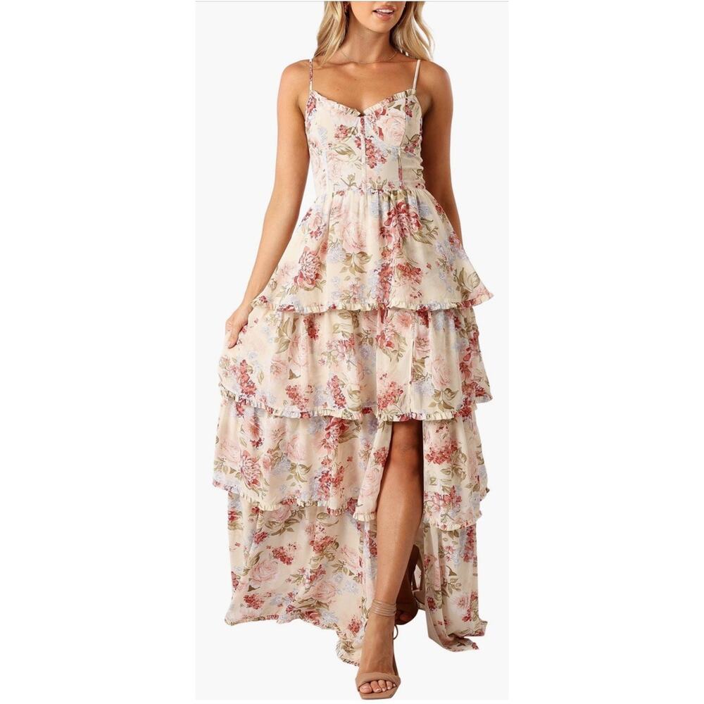 Petal & Pup Mito Floral Tiered Corset Maxi Dress XL High Low Romantic - Picture 4 of 12